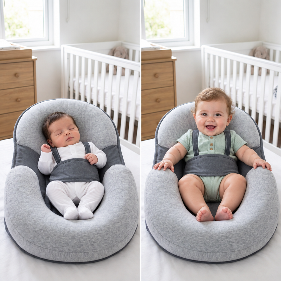 CuddlePod Babynest mit Neugeborenem und mit älterem Baby