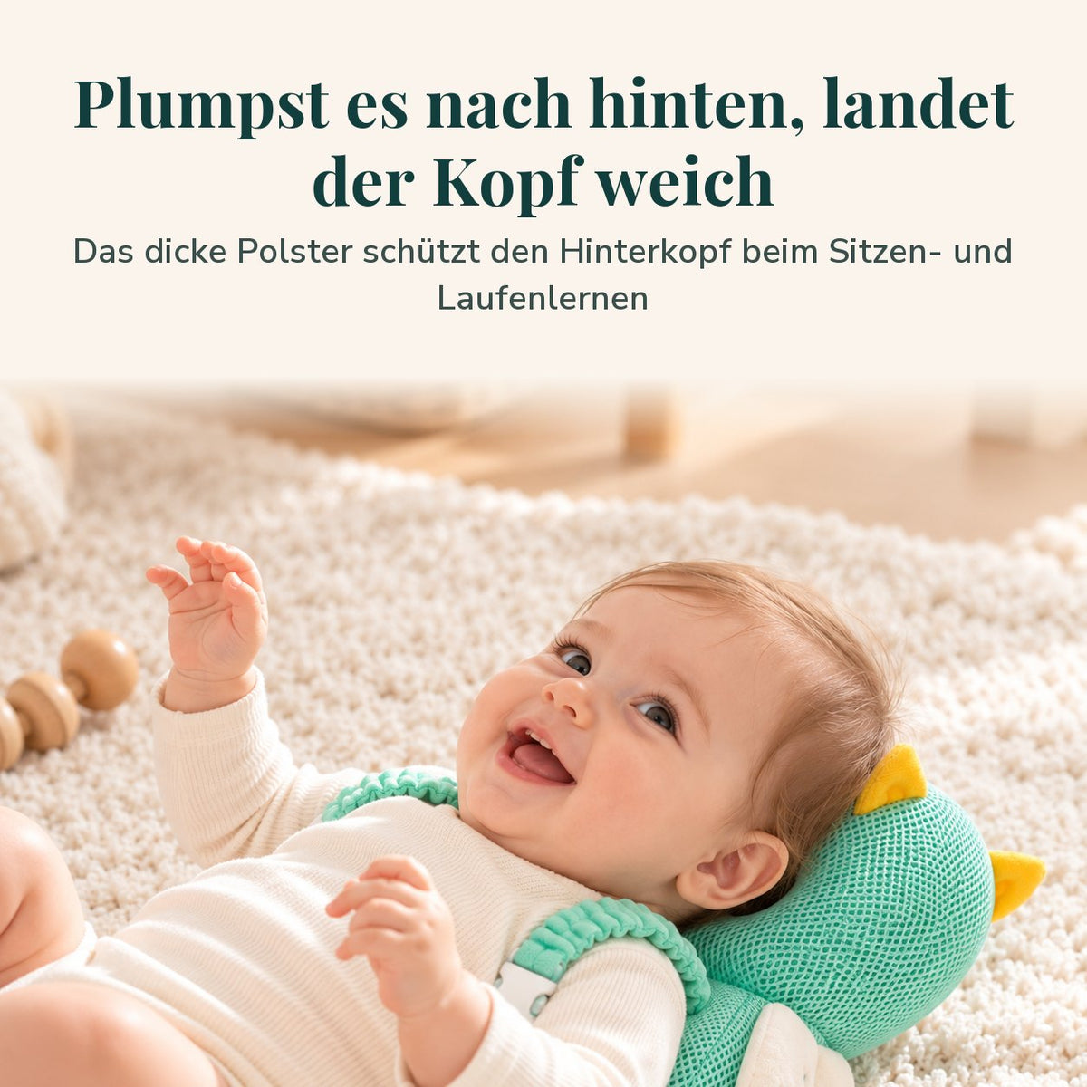 Plumpst das Baby nach hinten, landet der Kopf weich auf dem HeadHug