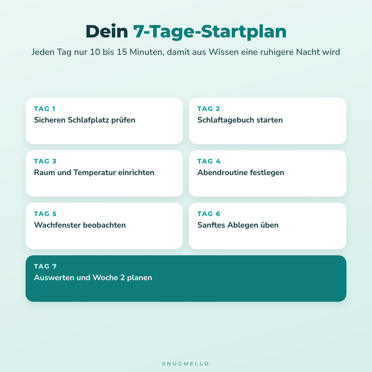 Der 7-Tage-Startplan im Schlummerplan